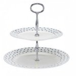 ROY KIRKHAM FINE BONE CHINA | BLUE HEARTS TWO TIER CAKE PLATE